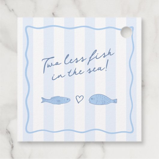 Met de hand getekende 'Twee Vissen Minder' Bruidsd Bedankjes Labels (Achterkant)