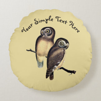 Met de hand getekende uil Illustratie Ronde Kussen