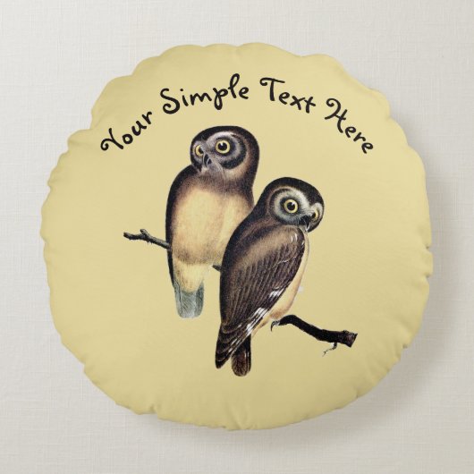 Met de hand getekende uil Illustratie Ronde Kussen (Voorkant)