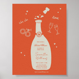 Met de hand getekende uitnodiging voor bruidsdouch poster