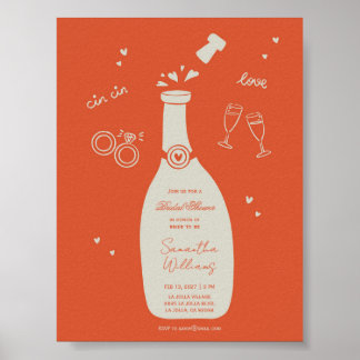 Met de hand getekende uitnodiging voor bruidsdouch poster