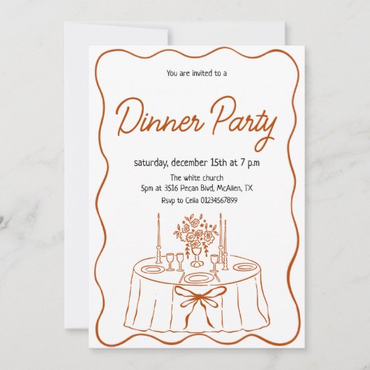 Met de hand getekende uitnodiging voor dinerfeest (Voorkant)