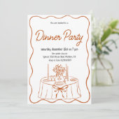 Met de hand getekende uitnodiging voor dinerfeest (Staand voorkant)