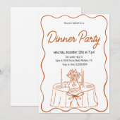 Met de hand getekende uitnodiging voor dinerfeest (Voorkant / Achterkant)
