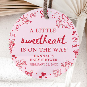 Met de Hand Getekende Valentijn Kleine Liefje Baby Bedankjes Labels