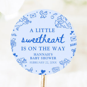 Met de Hand Getekende Valentijn Kleine Liefje Baby Ronde Sticker