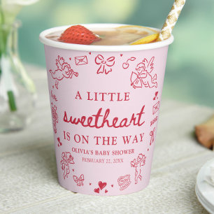 Met de Hand Getekende Valentijn Little Sweetheart Papieren Bekers