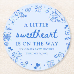 Met de hand getekende Valentijn Little Sweetheart  Ronde Kartonnen Onderzetter