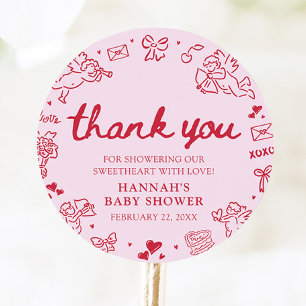 Met de hand getekende Valentijn Little Sweetheart Ronde Sticker