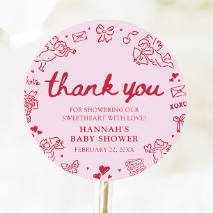 Met de hand getekende Valentijn Little Sweetheart Ronde Sticker