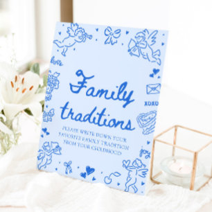 Met de Hand Getekende Valentijnsdag Baby Shower Fa Reclamebord Met Voetstuk
