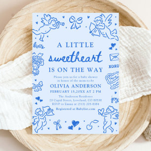 Met de hand getekende Valentijnsdag Baby Shower Kaart
