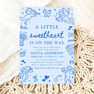 Met de hand getekende Valentijnsdag Baby Shower Kaart