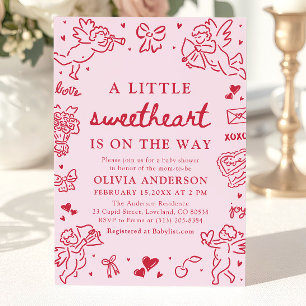 Met de hand getekende Valentijnsdag Baby Shower Kaart