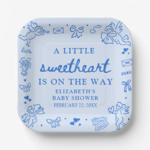 Met de Hand Getekende Valentijnsdag Little Sweethe Papieren Bordje