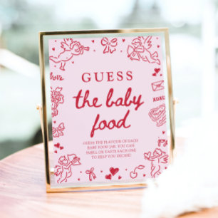 Met de hand getekende Valentijnsdag 'Raad het baby Poster
