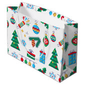 Met de hand getekende vector kunst kerst elementen groot cadeauzakje (Achterkant Gekanteld)