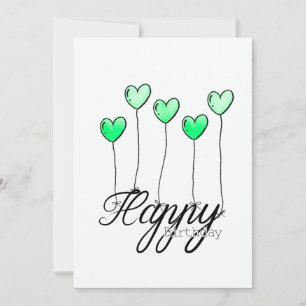 Met de hand getekende verjaardagskaart met groene kaart