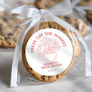 Met de hand getekende verse bruiloftsborrel uit de ronde sticker