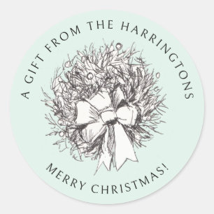 Met de hand getekende Victoriaanse krans Tradition Ronde Sticker