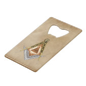 Met de hand getekende vierkant en kompas met alle  creditkaart flessenopener (Achterkant Gekanteld)