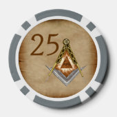 Met de hand getekende vierkant en kompas met alle  poker chips (Achterkant)