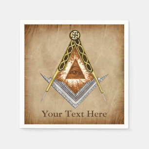 Met de hand getekende vierkant en kompas met alle  servet