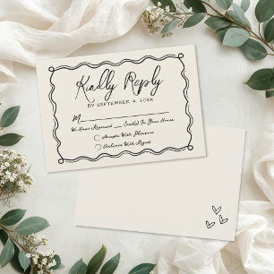 Met de Hand Getekende Vintage Bruiloft RSVP Kaartje