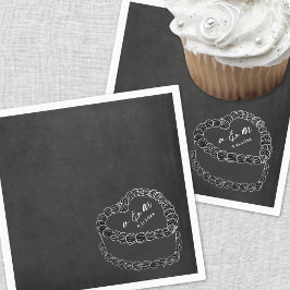 Met de Hand Getekende Vintage Cake Krijtbord Huwel Servet