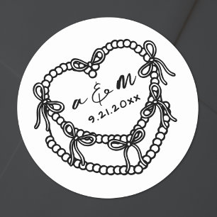 Met de Hand Getekende Vintage Cake Whimsische Huwe Ronde Sticker