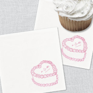 Met de Hand Getekende Vintage Cake Whimsische Huwe Servet