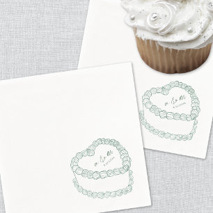 Met de Hand Getekende Vintage Cake Whimsische Huwe Servet