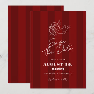 Met de Hand Getekende Vintage Cherubijn Rode Gestr Save The Date