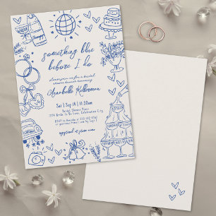 Met de Hand Getekende Vintage Iets Blauws Bruidsdo Kaart