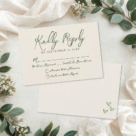 Met de Hand Getekende Vintage Retro Huwelijk RSVP Kaartje