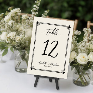 Met de Hand Getekende Vintage Whimsische Huwelijk Kaart