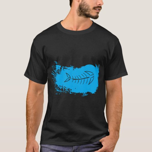 Met de hand getekende visgraat. t-shirt (Voorkant)