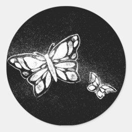 met de hand getekende vlinder ronde sticker