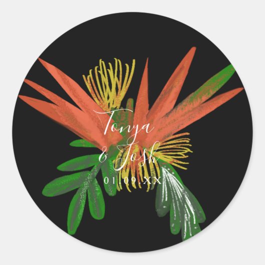 Met de Hand Getekende Vogel van Paradijs Kunst Bru Ronde Sticker (Voorkant)