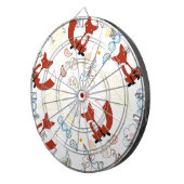 Met de hand getekende vos Harten in geel blauw Roz Dartbord (Voorkant Rechts)
