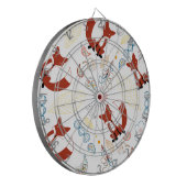 Met de hand getekende vos Harten in geel blauw Roz Dartbord (Voorkant Links)