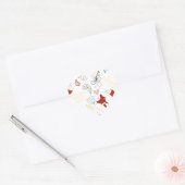 Met de hand getekende vos Harten in geel blauw Roz Hart Sticker (Envelop)