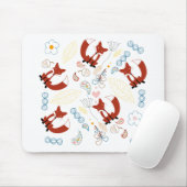 Met de hand getekende vos Harten in geel blauw Roz Muismat (Met muis)