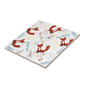 Met de hand getekende vos Harten in geel blauw Roz Tegeltje (Zijkant)