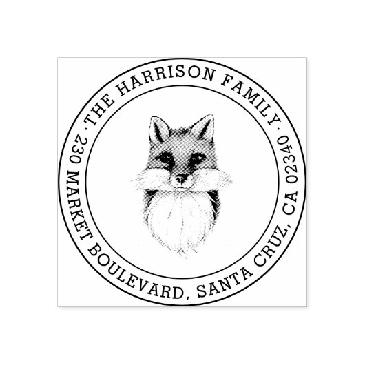 met de hand getekende vos | Ronde familienaam Reto Rubberstempel (Afrduk)