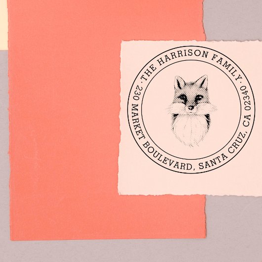 met de hand getekende vos | Ronde familienaam Reto Rubberstempel