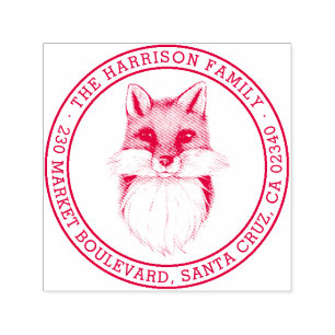 met de hand getekende vos   Ronde familienaam Reto Zelfinktende Stempel