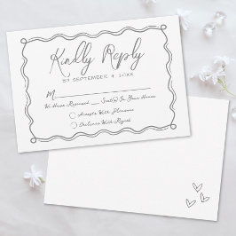 Met de Hand Getekende Vreemde Whimsical Bruiloft RSVP Kaartje