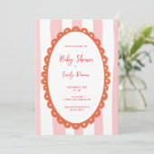 Met de hand getekende vrolijke baby shower uitnodi kaart (Staand voorkant)
