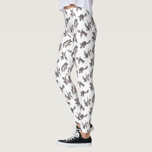 Met de hand getekende wasbeer in yoga asana grappi leggings